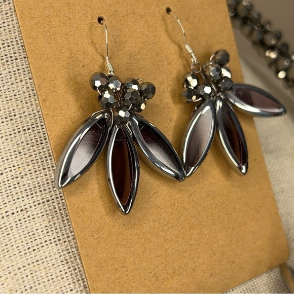 AERAVIDA GLASS BEAD NECKLACE STATEMENT HANDMADE EVENT GOTH FORMAL EVENING BLACK - Picture 8 of 14